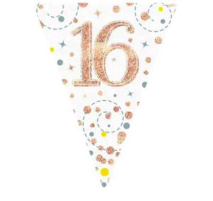Happy 16th Birthday Rose Gold Sparkling Fizz Party Vlaggenlijn