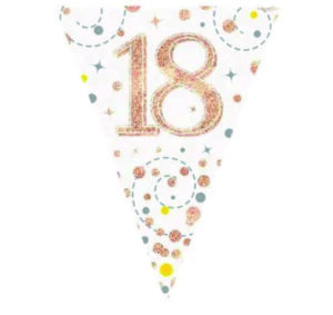 Happy 18th Birthday Rose Gold Sparkling Fizz Party Vlaggenlijn