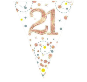 Happy 21th Birthday Rose Gold Sparkling Fizz Party Vlaggenlijn