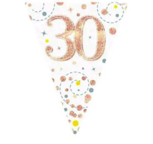 Happy 30th Birthday Rose Gold Sparkling Fizz Party Vlaggenlijn