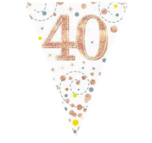 Happy 40th Birthday Rose Gold Sparkling Fizz Party Vlaggenlijn