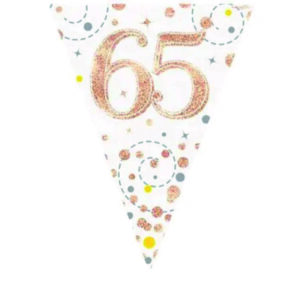 Happy 65th Birthday Rose Gold Sparkling Fizz Party Vlaggenlijn