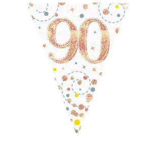 Happy 90th Birthday Rose Gold Sparkling Fizz Party Vlaggenlijn