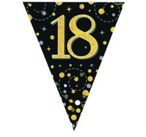 Happy 18th Birthday Black Sparkling Fizz Party Vlaggenlijn