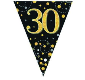 Happy 30th Birthday Black Sparkling Fizz Party Vlaggenlijn