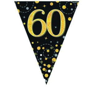 Happy 60th Birthday Black Sparkling Fizz Party Vlaggenlijn